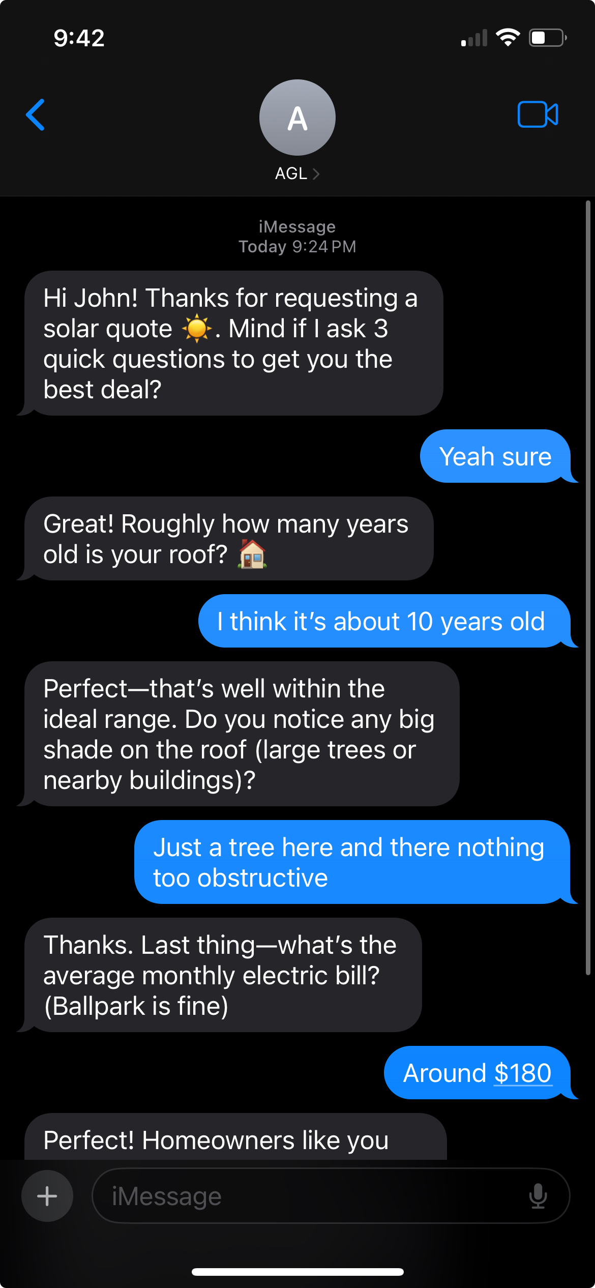 Fallback preview of messages example